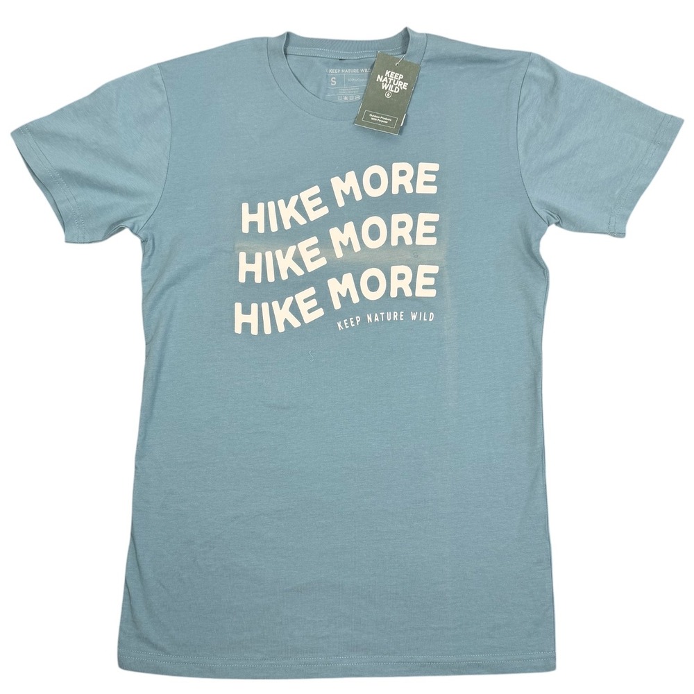 Keep Nature Wild Hike More‎ Graphic Tee Womens S Blue Cotton Hiking Shirt NWT